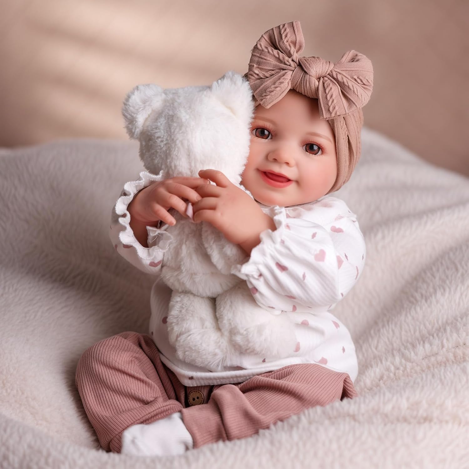 BABESIDE Lifelike Reborn Baby Dolls - Sunny - 17 Inch Sweet Smile Realistic-Newborn Baby Doll Real Life Baby Doll Girls with Gift Box for Kids Age 3+