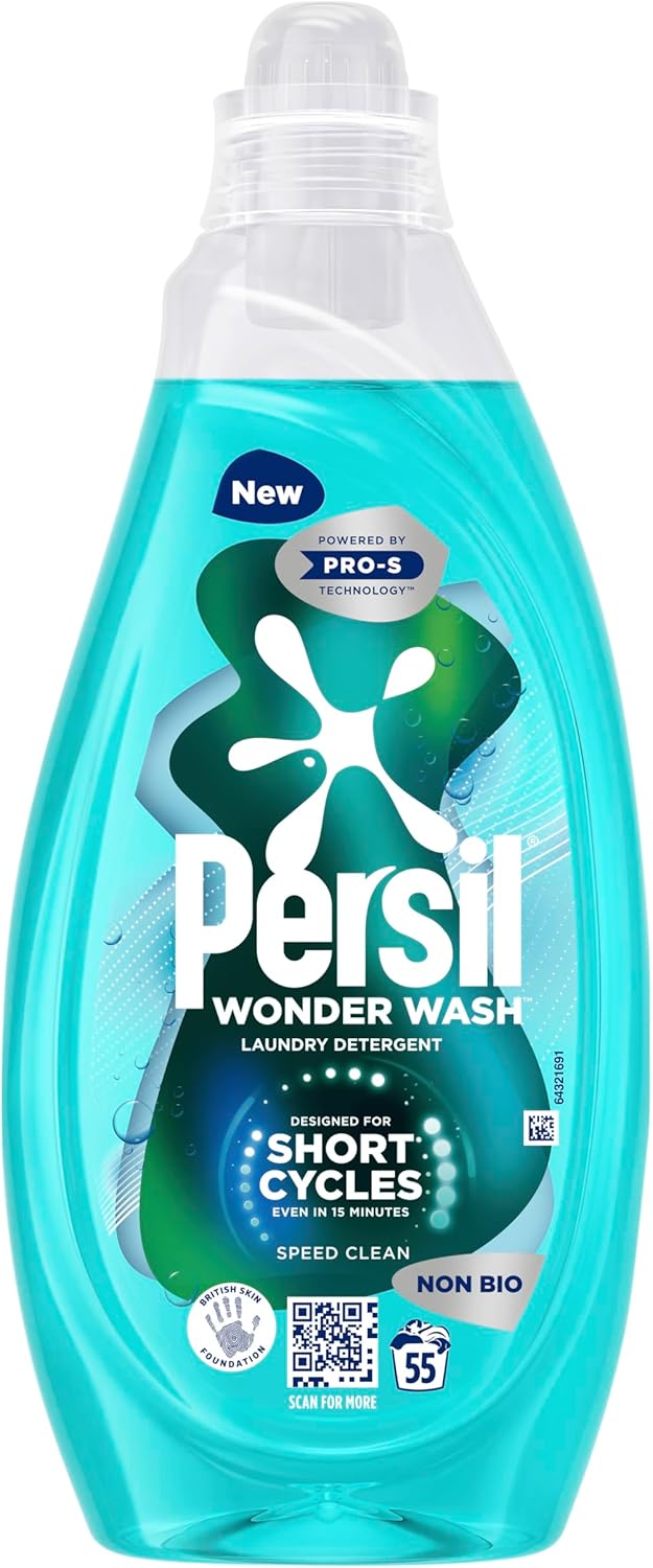 Persil Wonder Wash Speed Clean Non Bio Liquid Detergent effective clean with extraordinary fragrance designed for the shortest washing cycles 1.485 L (55 washes)