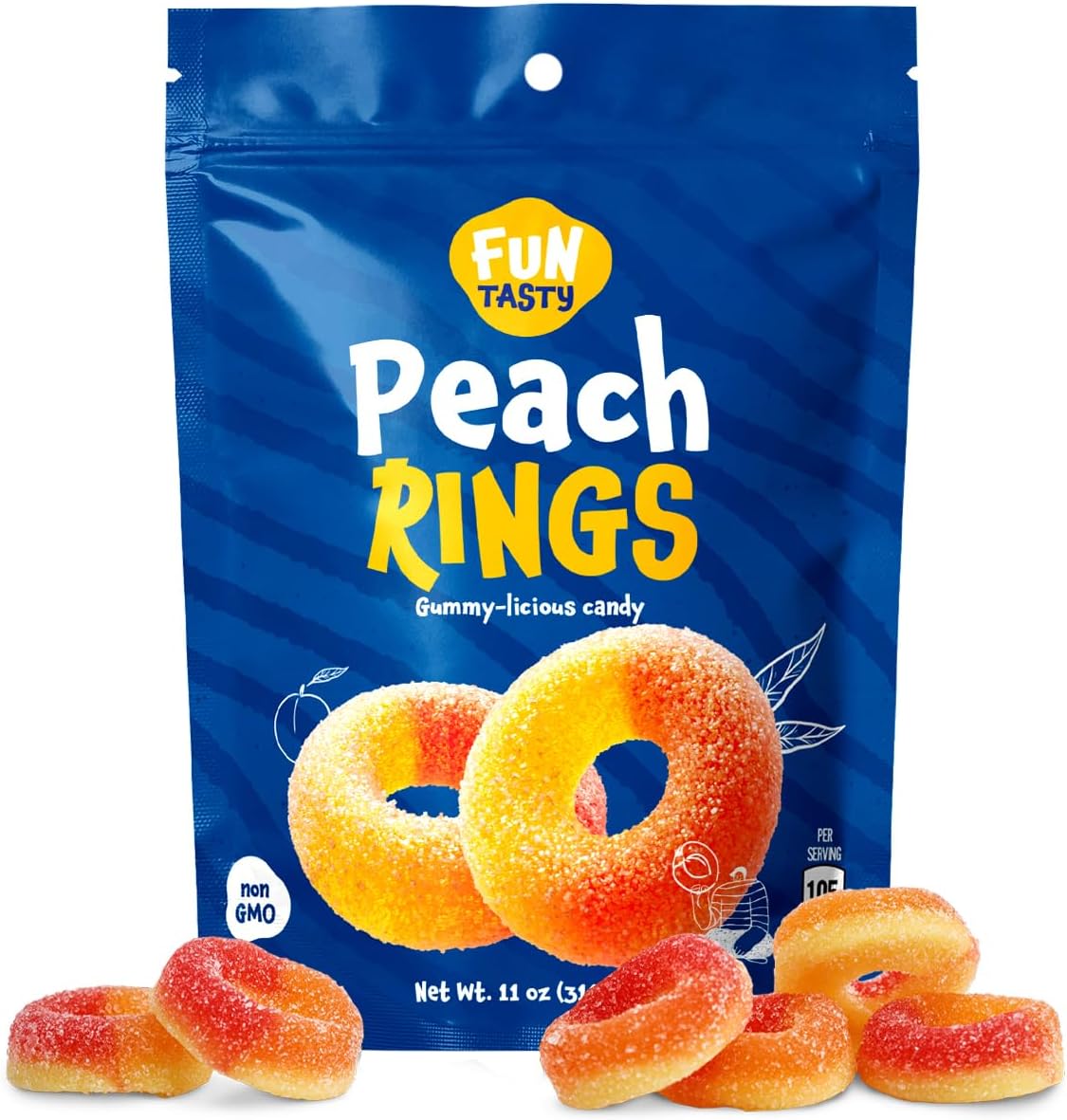 Funtasty Peach Rings Gummy Candy, 11-Ounce Bag