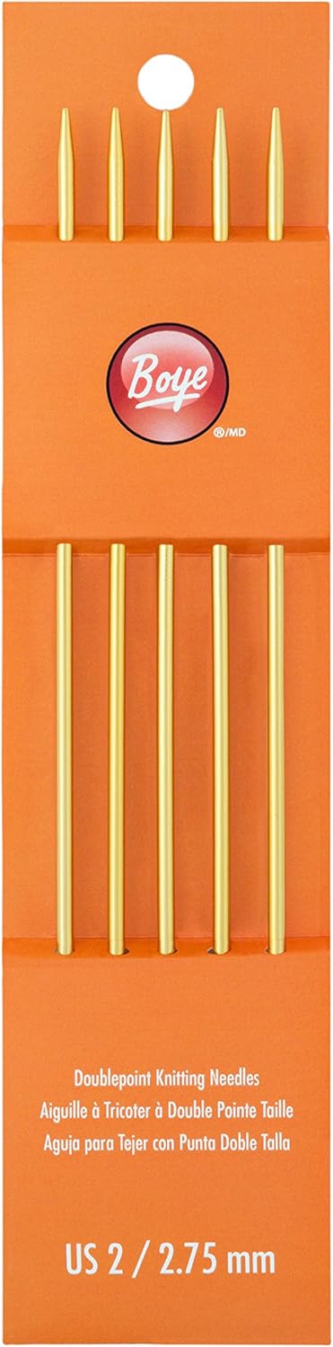 Boye 3236307002M Aluminum Double Pointed Knitting Needle Set, US Size 2, 7" L, 5pcs