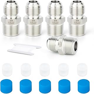 TAISHER 5PCS Forging of 304 Stainless Steel JIC Flare Tube Fittings, 3/8" JIC Male x 1/2" NPT Male, Half Union