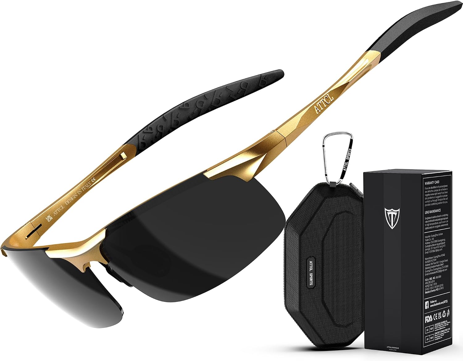 ATTCL Polarised Sunglasses Mens Sports: UV400 Protection Anti Glare Wrap Around Lightweight Cycling Running Golf Driving