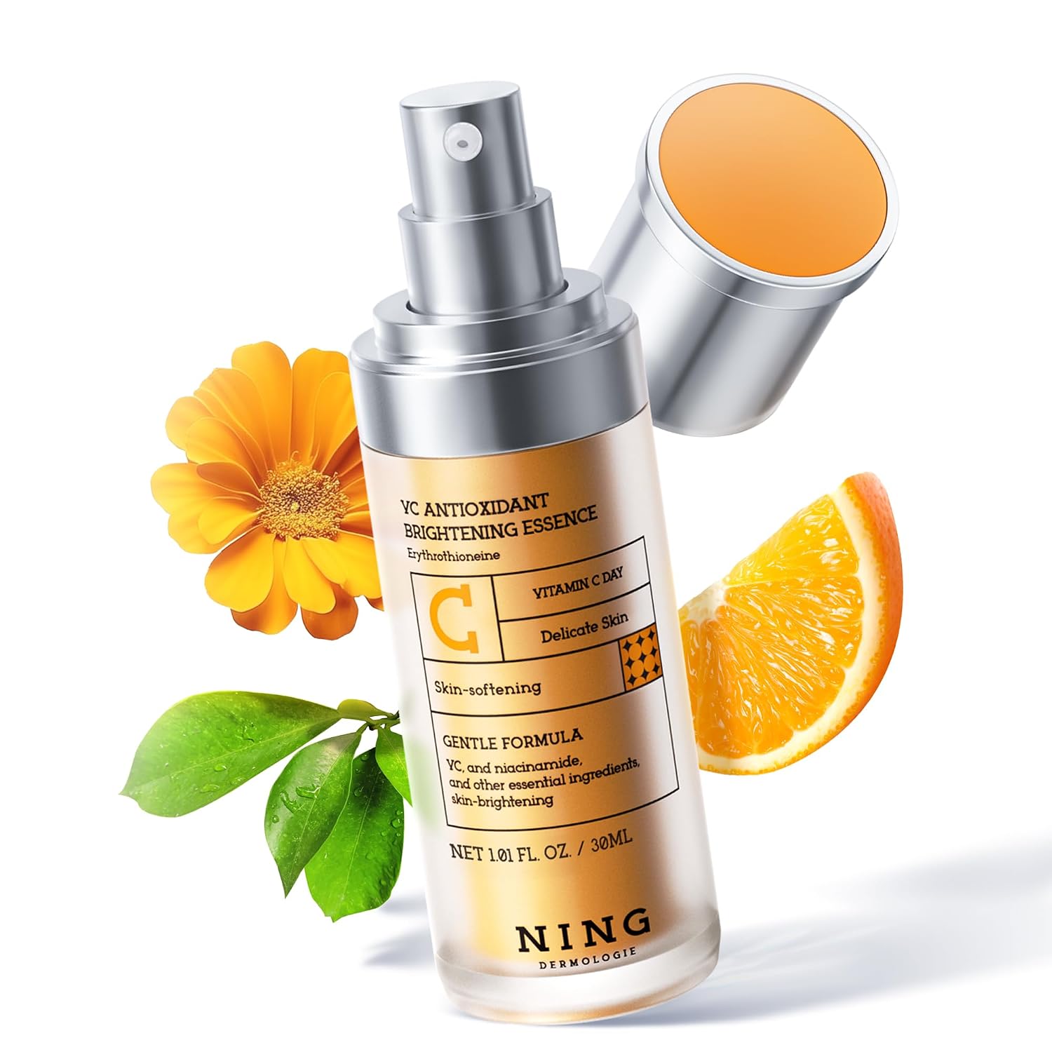 Vitamin C Serum with Niacinamide & Ethyl Ascorbic Acid: Brightening, Moisturizing Face Serum for Dark Spots | Hyperpigmentation & Anti-Aging Treatment | Korean Synergy Formula 1.01oz