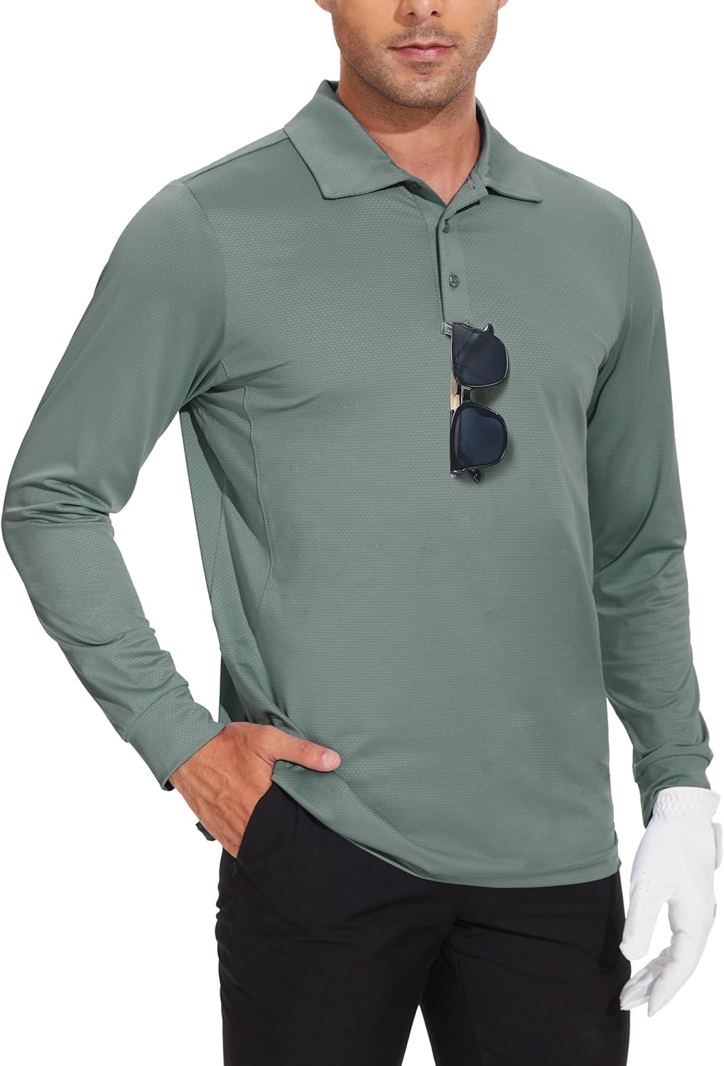 JWM Men's Long Sleeve Golf Polo Shirts - Athletic Casual Travel Performance Collar Shirts Lightweight Quick Dry UPF50