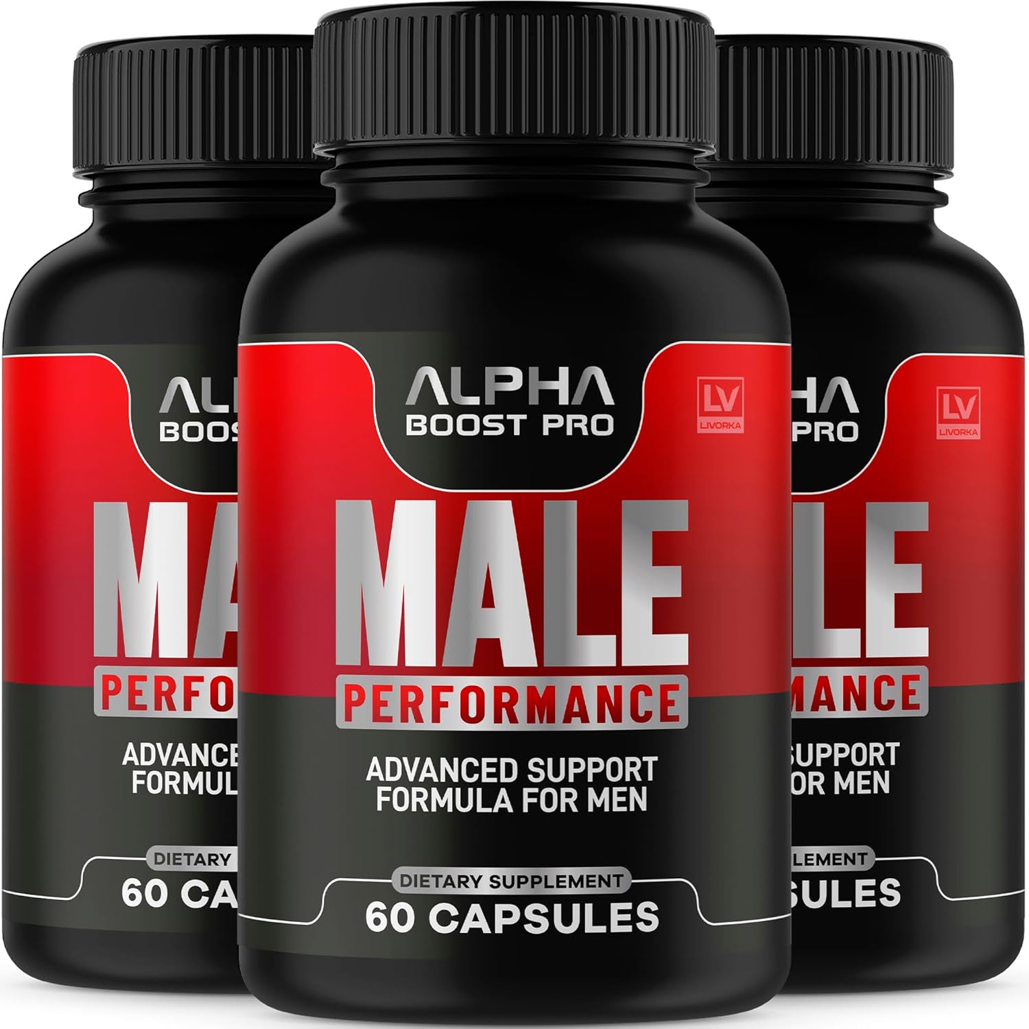 LIVORKA Alpha Boost Pro Official Advanced Formula, All Natural Pills for Overall Health, 180 Capsules for 3 Months - Pack of 3
