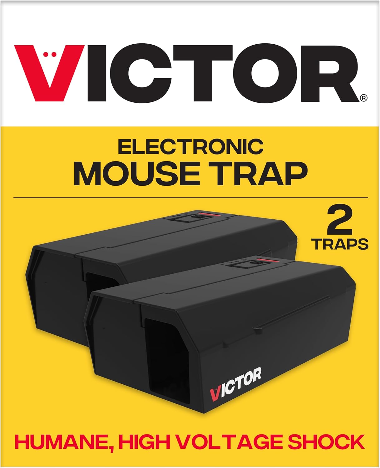 Victor Electronic Mouse Trap, 2-Pack, Indoor Electric Mouse Traps for Home | Kills Mice, Green LED Notification System, No-Touch Disposal, Advanced Smart Circuit Technology, Requires 4 AA Batteries