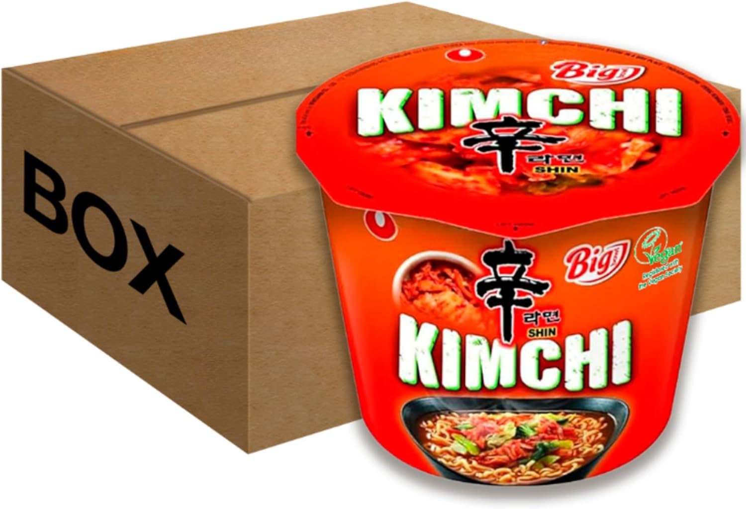 Nonghsim Kimchi Noodles Big Bowl Pack 16 (112g Each) - Shin Ramen Instant Noodles Soup for Quick Meals & Snacks