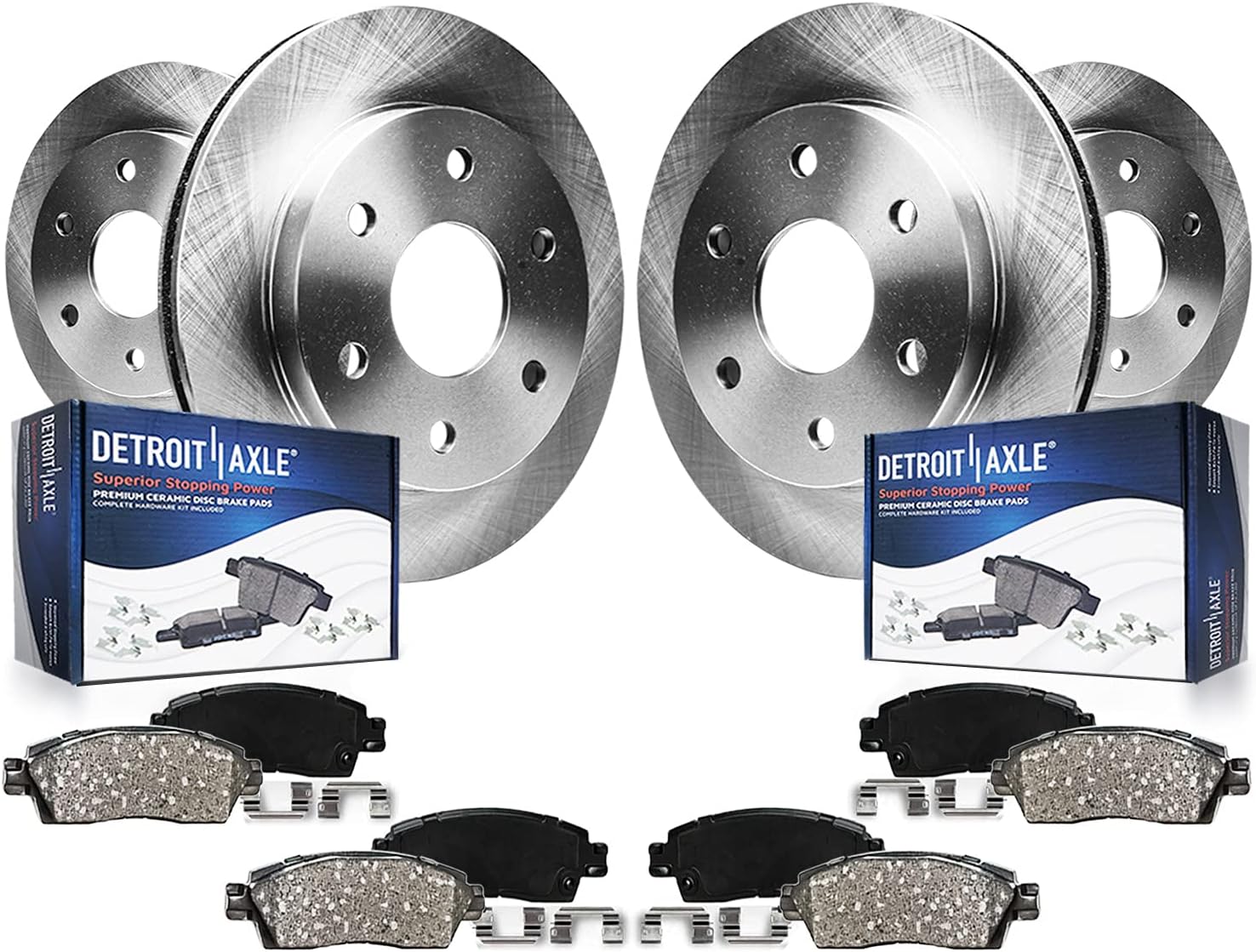 Detroit Axle - Brake Kit for Chevy Traverse Buick Enclave GMC Acadia Limited Saturn Outlook Front Rear Disc Brake Rotors Ceramic Brakes Pads Replacement : 12.80" inch Front & 13.03 inch Rear Rotor