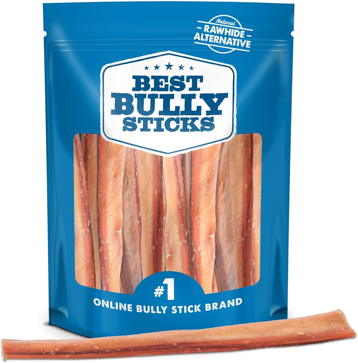 Best Bully Sticks Natural Jumbo Bully Sticks for Large Dogs - 12 Inch, 8 Count (Pack of 1) - 100% Free-Range Grass-Fed Beef, Single-Ingredient, Grain and Rawhide Free Long Lasting Dog Chews