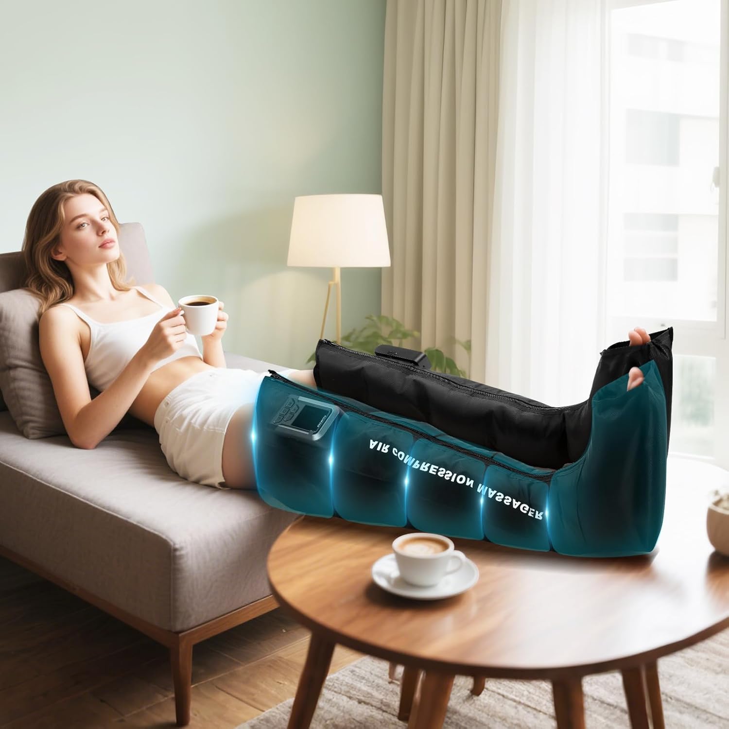 1 Pair Electric Leg Air Compression Massager, Lymphatic Drainage Legs Massagers, Leg Compression Massager,Legs Massagers for Relax Muscle,3 Modes 5 Intensity 3 Timer,Gifts for Family