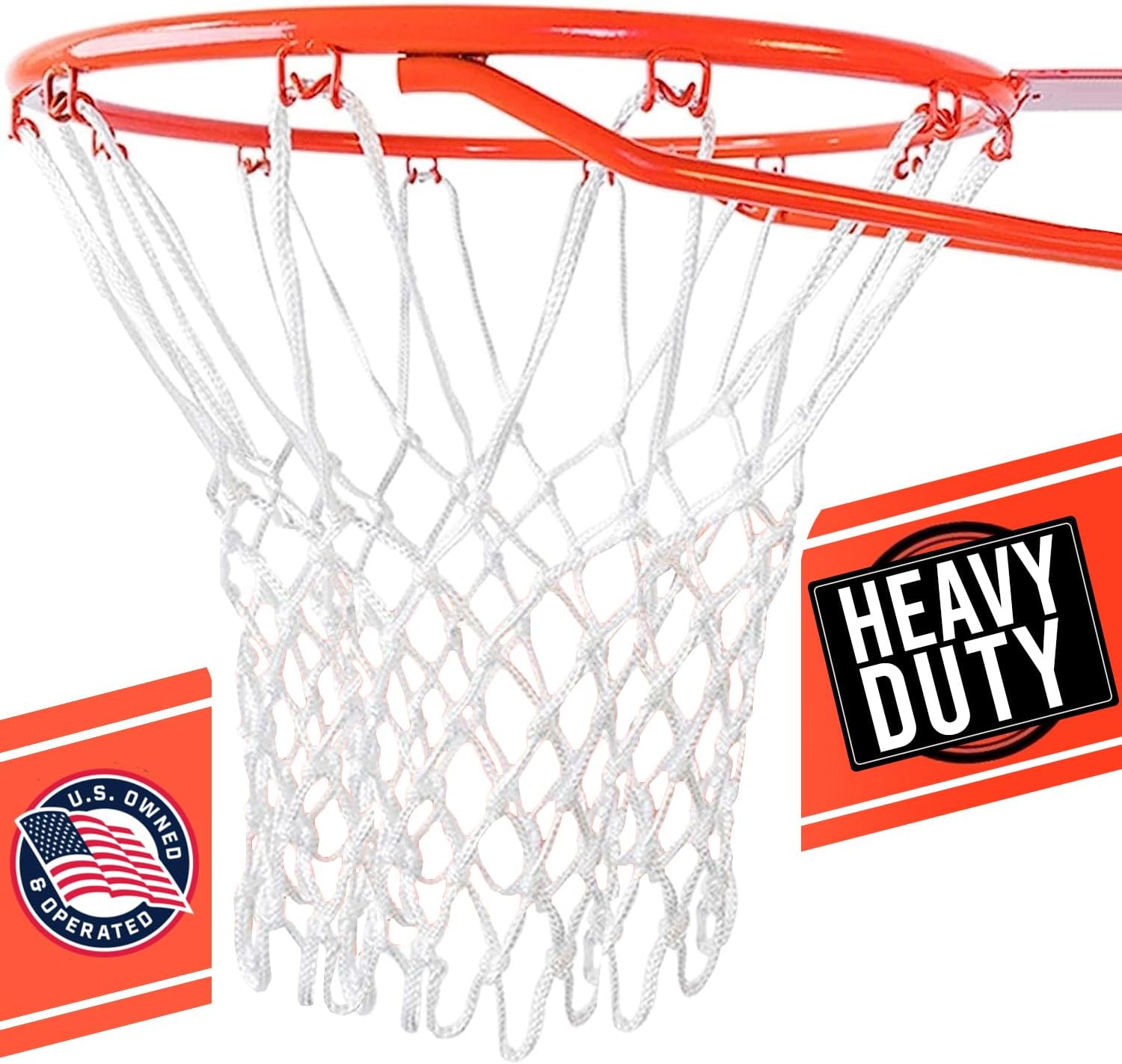 Heavy Duty Basketball Net Replacement - All Weather Anti Whip, Fits Standard Indoor or Outdoor Rims - 12 Loops