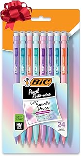BIC Xtra-Smooth Pastel Mechanical Pencils with Erasers, Medium Point (0.7mm), 24-Count Pack, Bulk Mechanical Pencils for School or Office Supplies