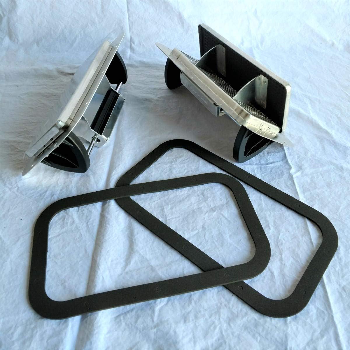 Horse Trailer RV Camper Enclosed Roof Vent 1 Pair Aluminum Popup Air Flow Low Profile and Gaskets. Bidirectional Lid to allow air passage front to back. Installation expertise required.