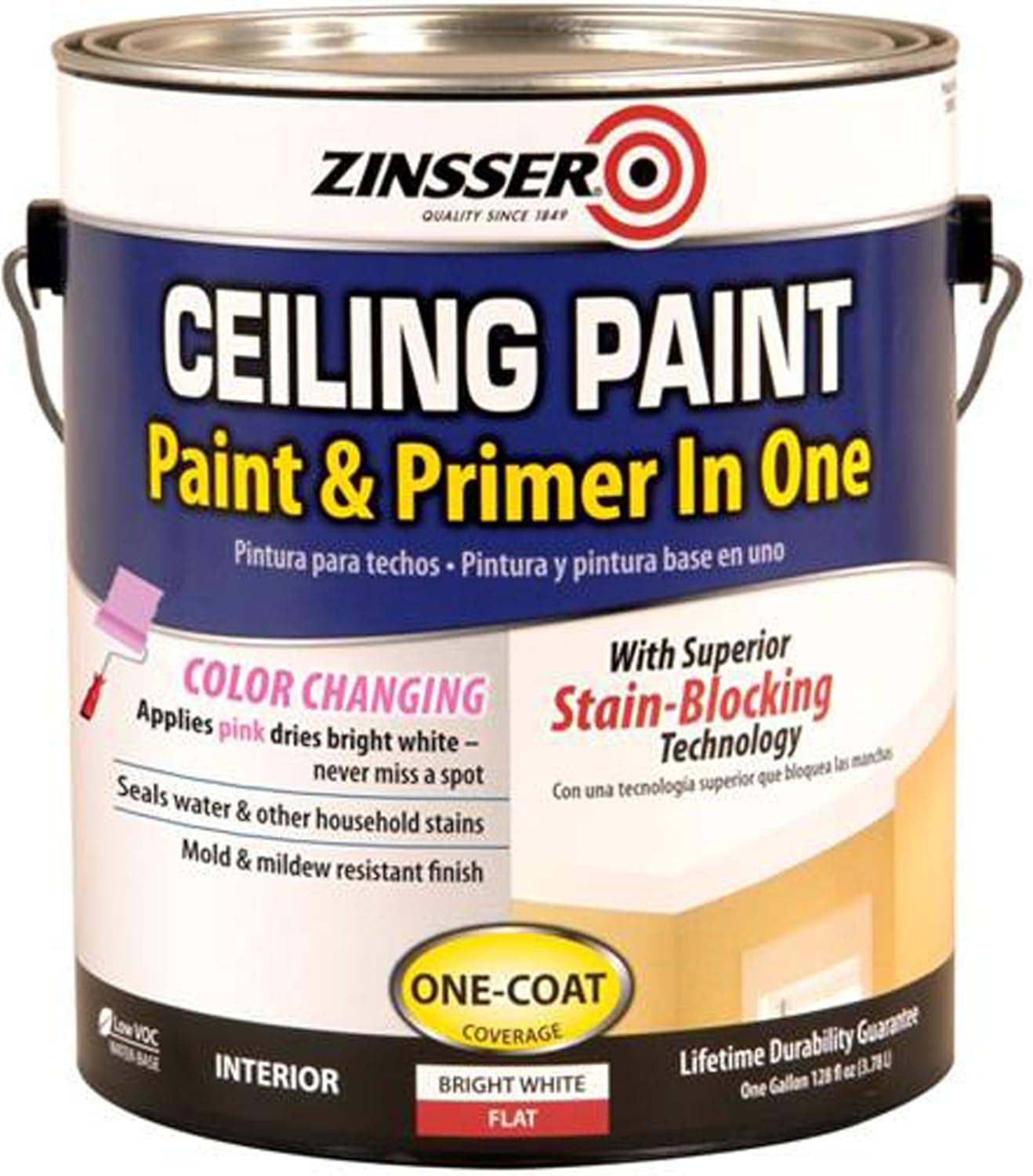 Zinsser 260967 Ceiling Paint & Primer in One, Gallon, Bright White