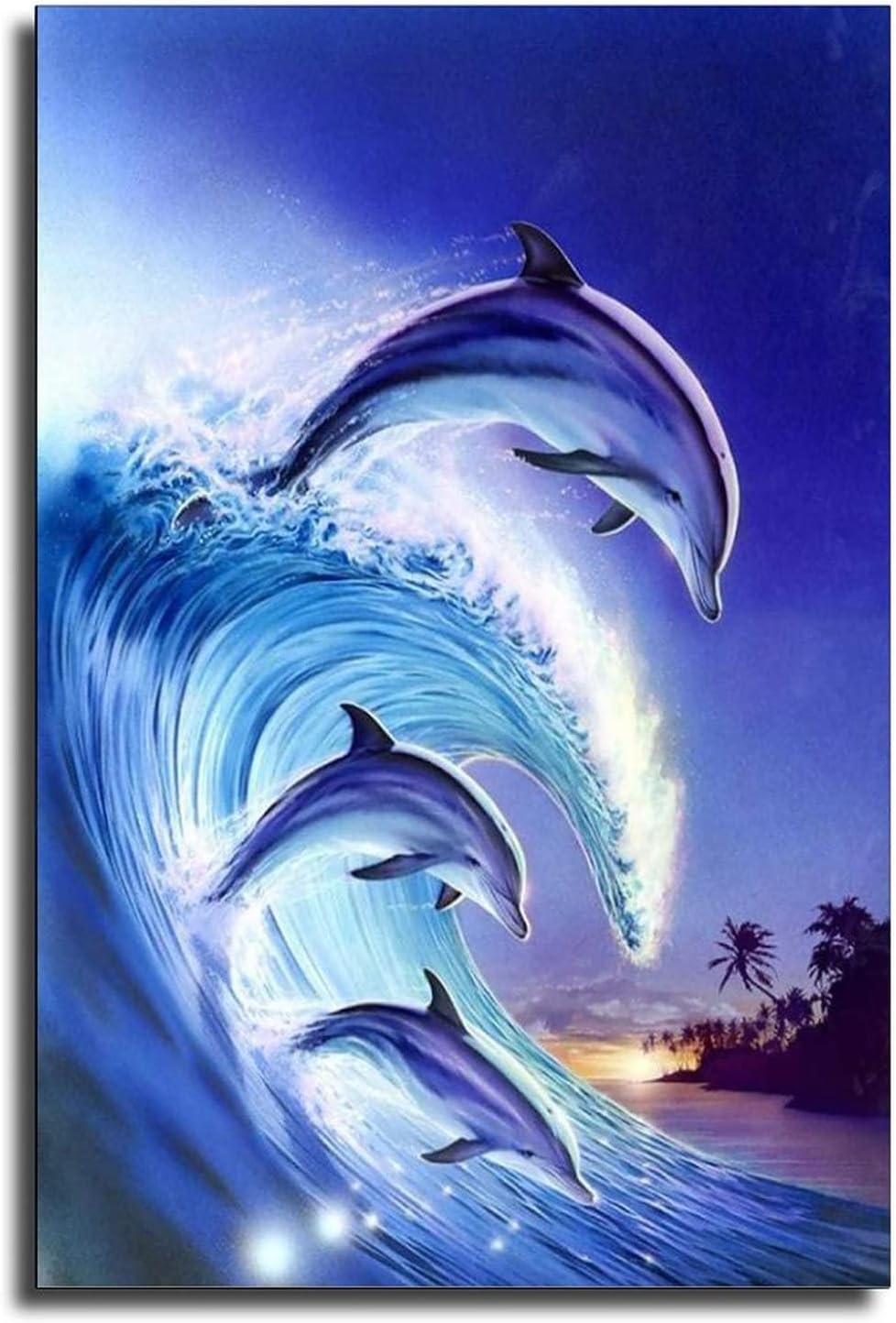 XLPOP The Seaside Scenery Surfing Dolphin Posters HD Canvas Print Posters Modern Home Decor Wall Art Canvas UnFramed,12x18inch(30x45cm)