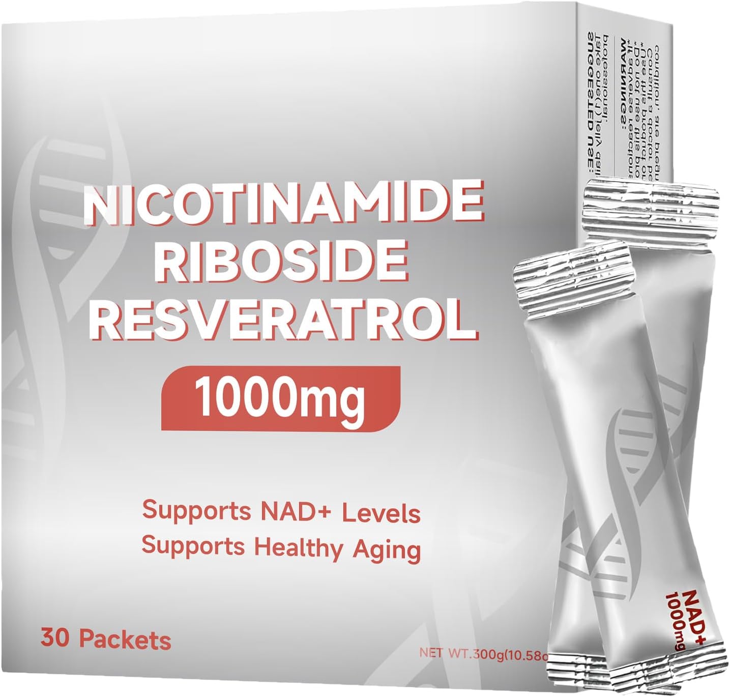 Liquid NAD Supplement 1000mg Pure Organic, NAD 1000mg Liquid 30 Packets,Berry Flavor Sticks for Anti-Aging, Energy, Focus
