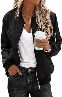 Zeagoo Women's Bomber Jacket Casual Coat Zip Up Outerwear Windbreaker with Pockets S-XXL