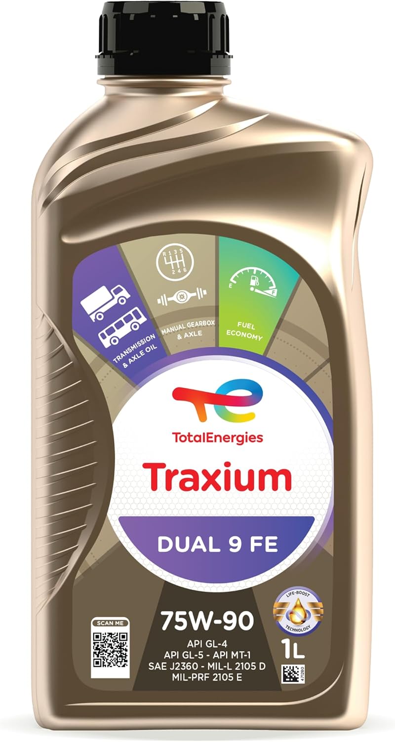 TotalEnergies TRAXIUM DUAL 9 FE Synthetic 75W90 Transmission Oil API GL-4/5, MT-1, SAE J2360-1 Liter