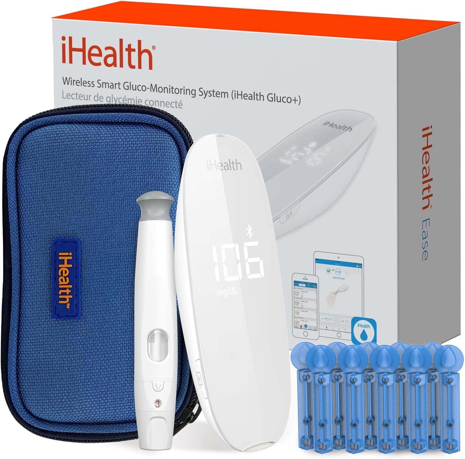 iHealth Smart Wireless Gluco Monitoring, 10 Lancets and Lancing Pen