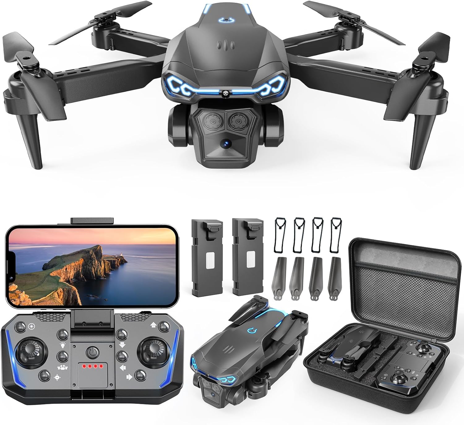 Drone with Camera for Kids & Adults, 1080P HD Mini FPV Drones with Altitude Hold, One-Key Take Off/Landing, Headless Mode, 360° Flips, Speed Adjustment, Toys Gifts for Boys Girls, Beginner