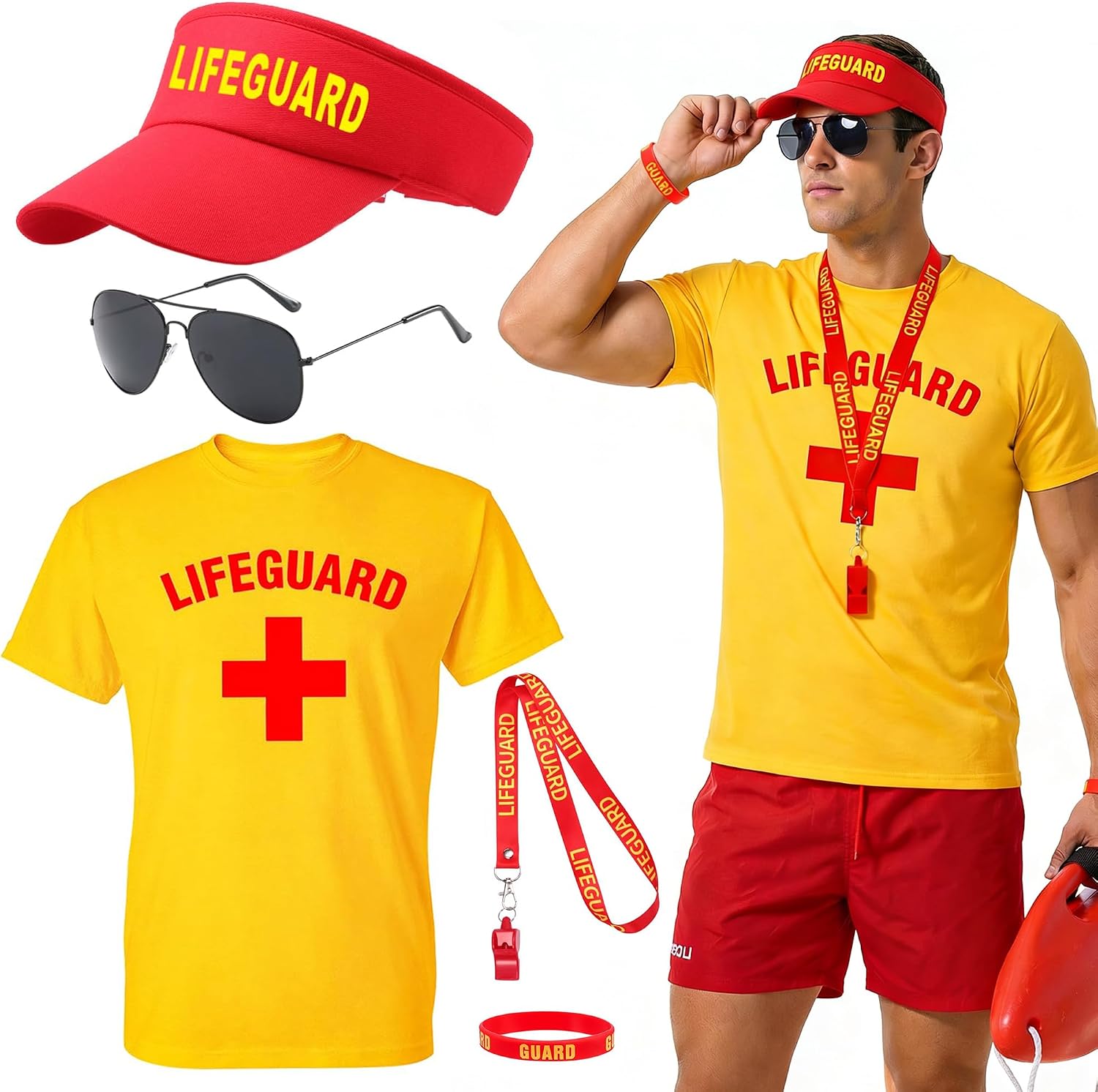 5Pcs Lifeguard Costume Accessories Set for Adults