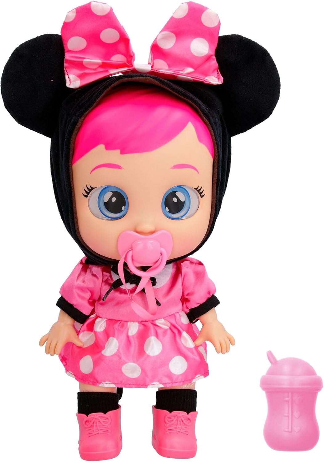 Cry Babies Disney Nurturing Baby Doll Inspired by Minnie Mouse, Dressed Up in The Iconic Pink Dress and Cries Real Tears for Kids Age 18 Months and Up