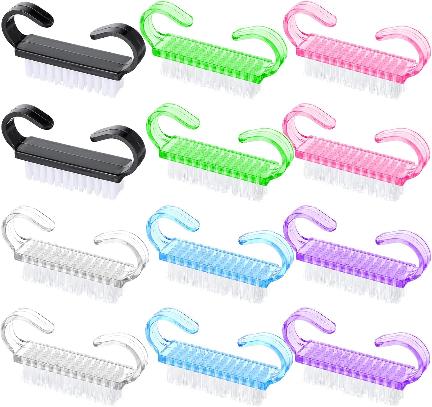 AOZUO 12 Pcs Mini Nail Brushes, Handle Nail Brush, Hand Scrubbing Cleaning Brush Multi-Colored Nails Scrubbing Brushes for Hands Feet Fingernails Cleaning
