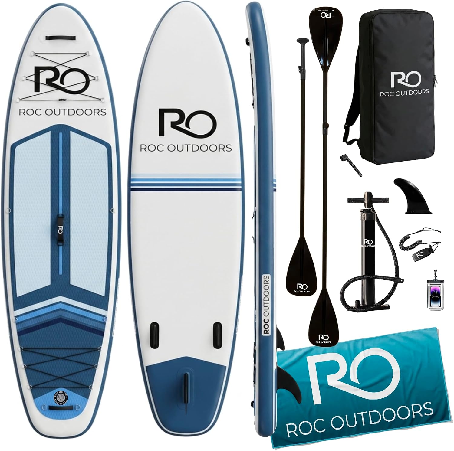 Roc Inflatable Stand Up Paddle Board 10' 6" with Premium SUP Paddle Board Accessories, Wide Stable Design, Non-Slip Comfort Deck for Youth & Adults
