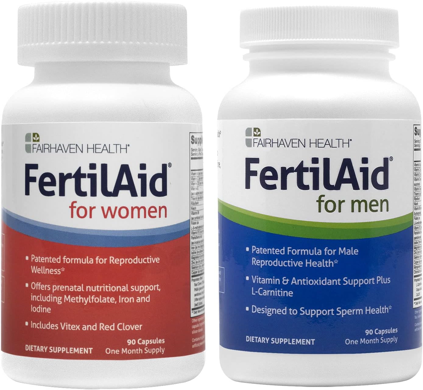 Fairhaven Health FertilAid for Men and Women Combo Fertility Supplements for Men and Women | Count and Motility Support Pre-Conception for Him | Prenatal Vitamin for Her with Vitex and Folate