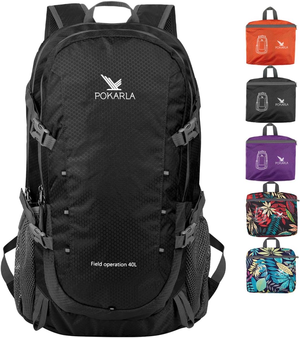 POKARLA 40L Foldable Rucksack Travel Hiking Folding Outdoor Backpack