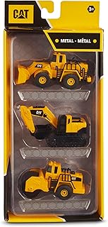 CAT Construction Toys Construction Die Cast Metal 3 Pack Vehicles - Steam Roller/Excavator/Wheel Loader for Ages 3+