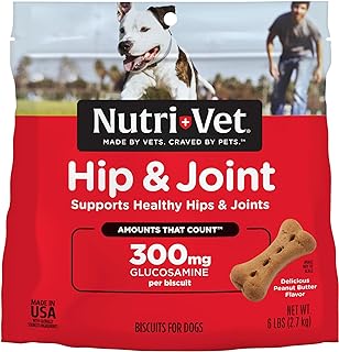 Nutri-Vet Hip & Joint Biscuits for Dogs - Tasty Dog Glucosamine Treat & Dog Joint Supplement - Large Sized Biscuit with 300mg Glucosamine - 6 lb