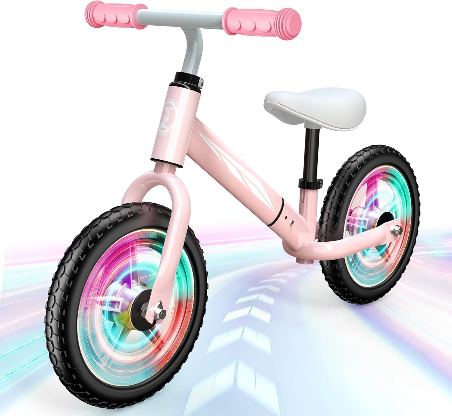 Balance Bike for Kids Aged 2-5 Years, 50kg Weight Capacity, Adjustable Seat and Handlebars, LED Wheels, Pink and Blue