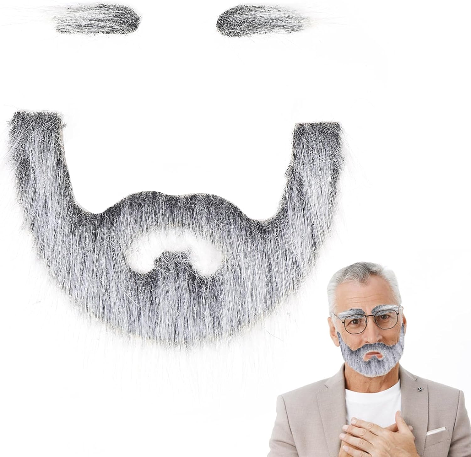 CHGCRAFT 2Sets Self Adhesive Fake Mustache Set DIY Self Adhesive Eyebrows and Beards for Cosplay Costume Supplies Halloween Festival Party