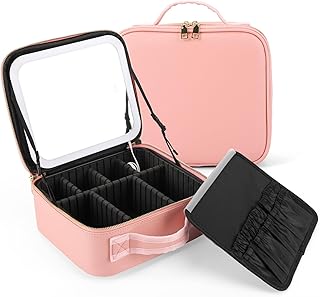 Travel Makeup Bag with Led Mirror - Makeup Bag With Led Mirror is Waterproof Design, Makeup Case with Lighted Mirror Suitable for Travel And Daily Use, Women'S Large Makeup Bag