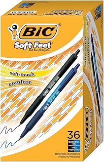 BIC Soft Feel Assorted Colors Retractable Ballpoint Pens, Medium Point (1.0mm), 36-Count Pack, Black and Blue Pens With Soft-Touch Comfort Grip, Perfect Color Pens For Note Taking