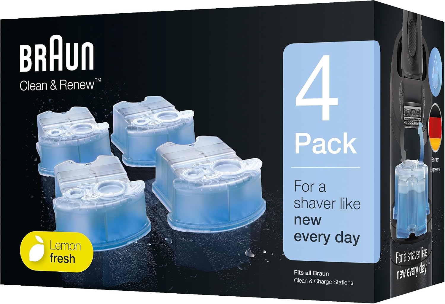 Braun CCR3 Clean & Renew Electric Shaver Refill Cartridges - Pack of 4