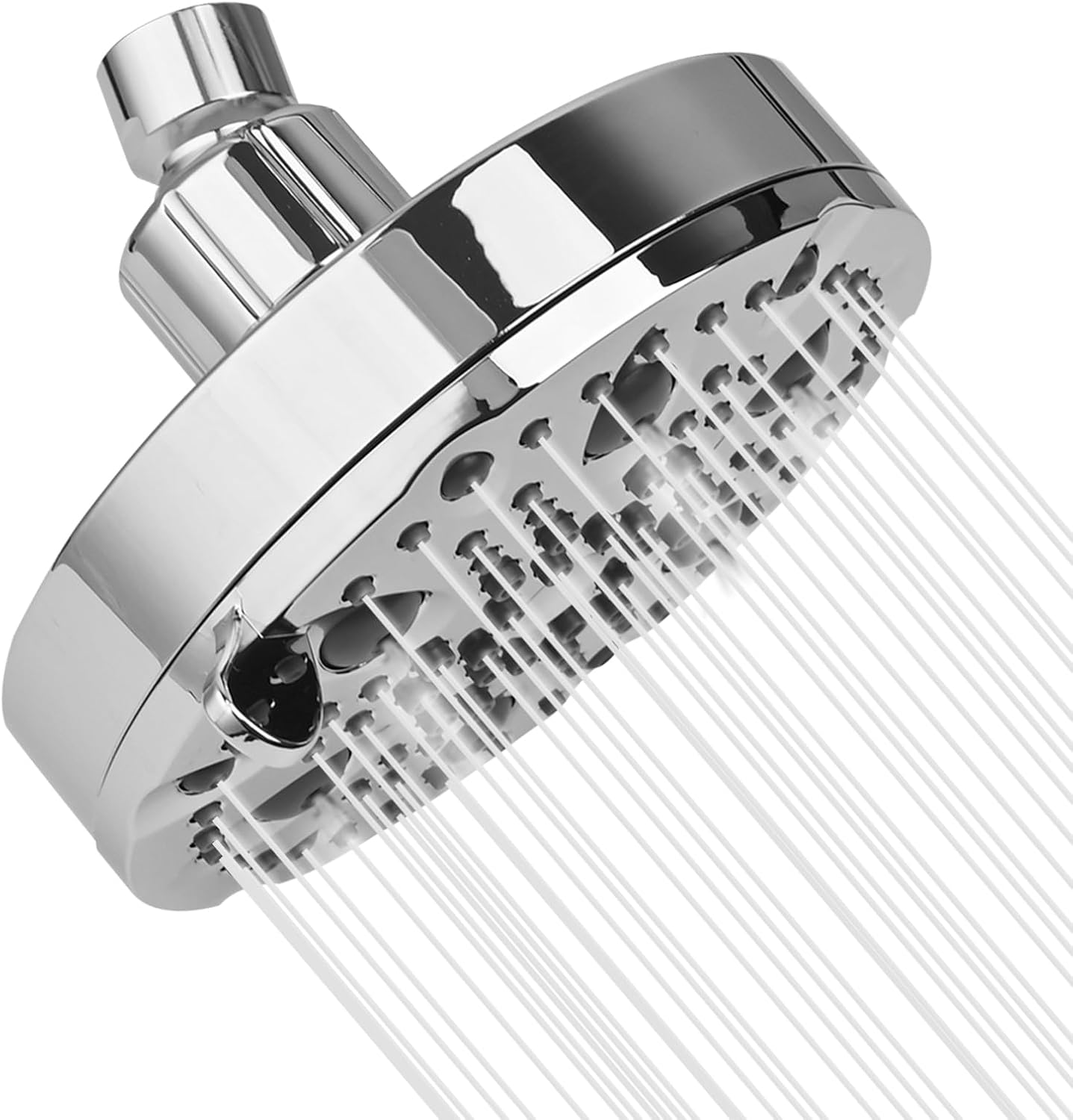 OFFO Fixed Shower Head, 9 Modes 5 inch Waterfall Shower Head with Djustable Metal Swivel Ball Joint, for Standard G1/2 Screw Thread Pipe, Bathroom Fixed Rainfall Showerheads, Chrome