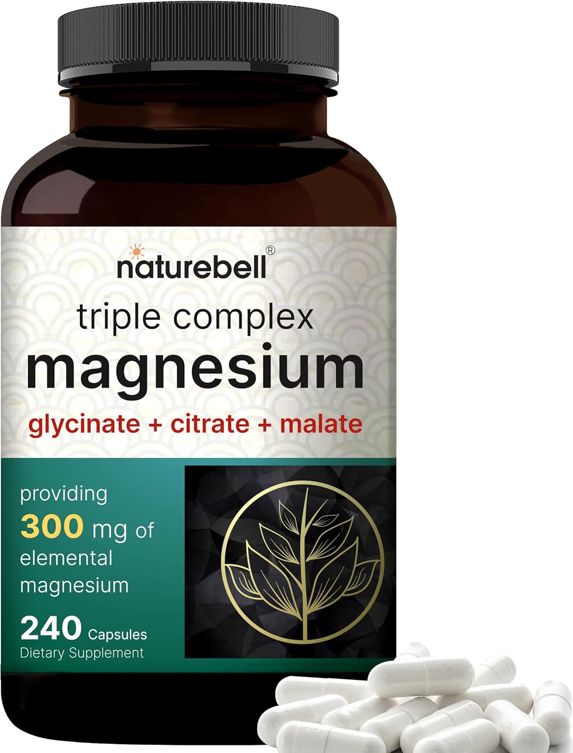 Magnesium Complex 1,000mg, 240 Capsules | Glycinate, Citrate, Malate | Chelated & Purified | Bone, Heart & Muscle Support | Non-GMO