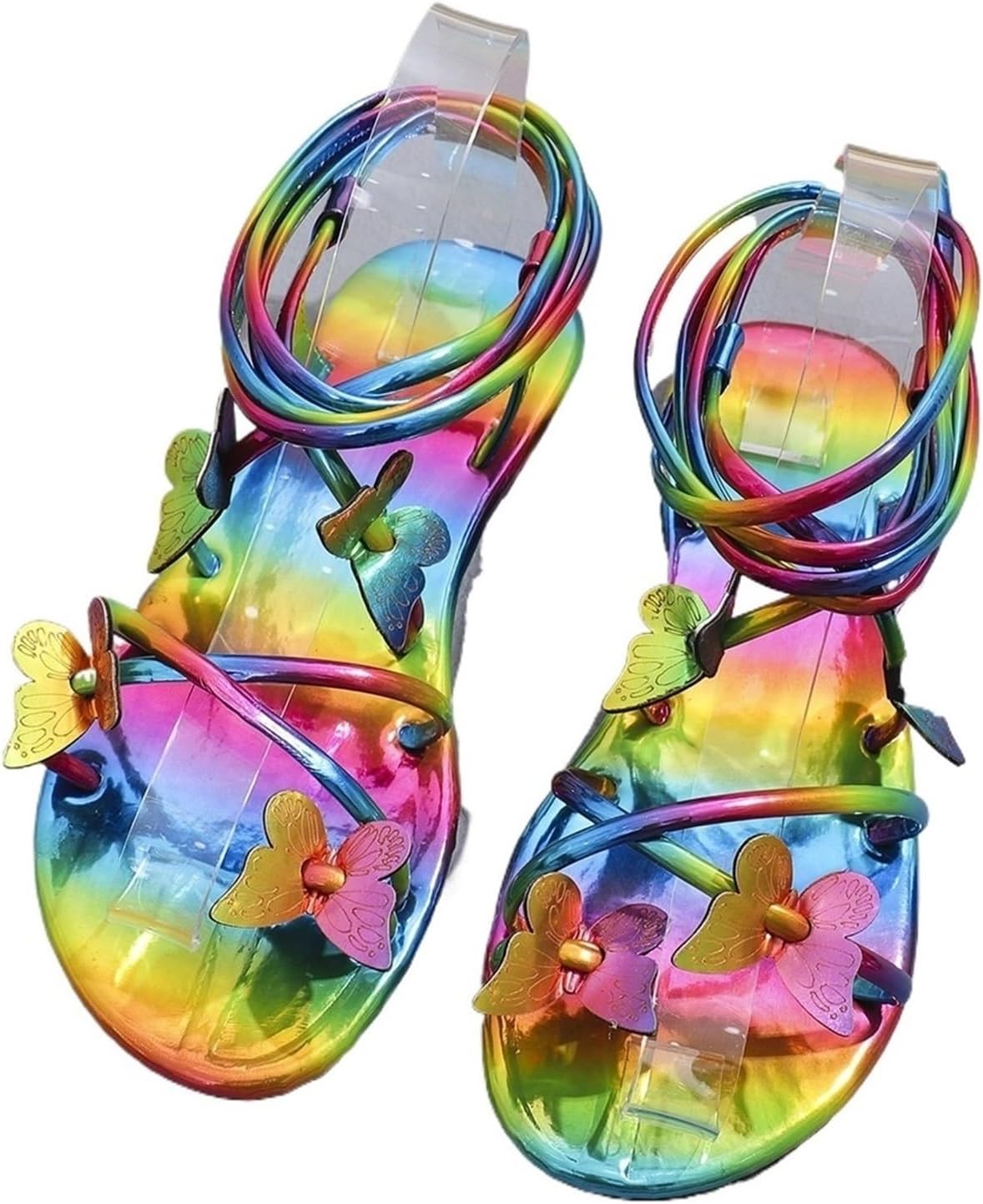 Women's Shoes Women's Sandals Flat Beach Shoes Cross Strap Colorful Round Head Casual Summer