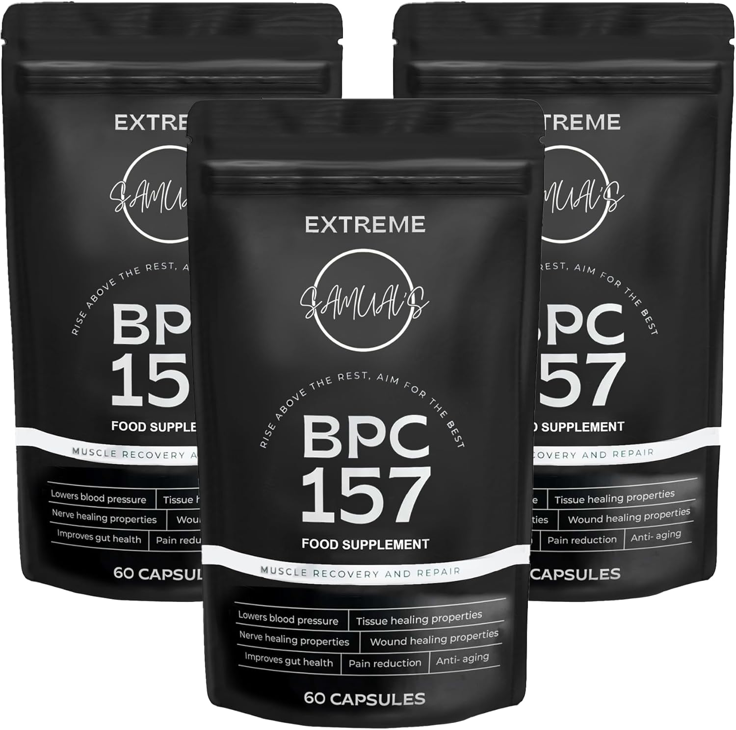 Extreme BPC 157 Capsules Triple Bundle - 500 MCG per Serving - Actually Contains HIGH Levels of BPC 157 - Samual's Rise Above The Rest, Aim for The Best
