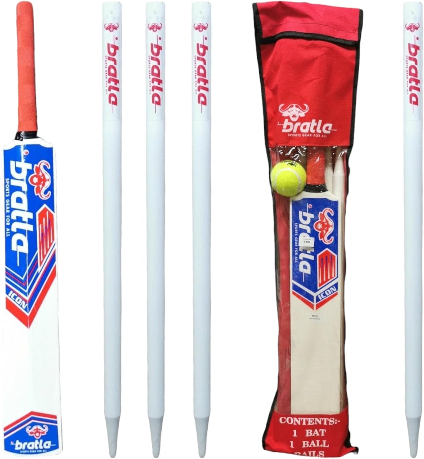 Cricket Set Wooden Kids & Adult Includes Cricket Bat Tennis Ball Stumps and Bag Perfect Starter Set