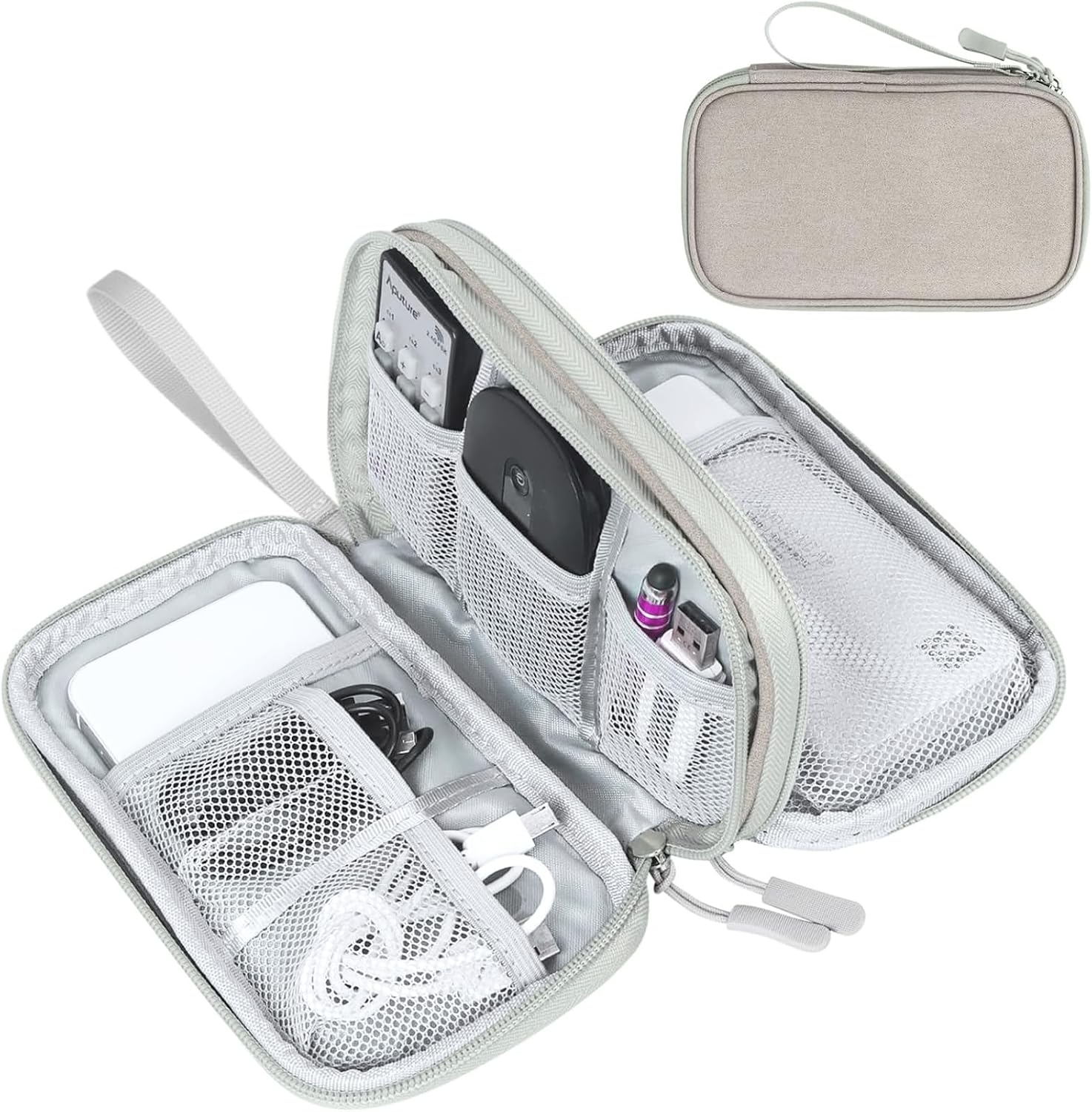 FYY Electronic Organizer, Travel Tech Pouch Bag, Cable Organizer Khaki