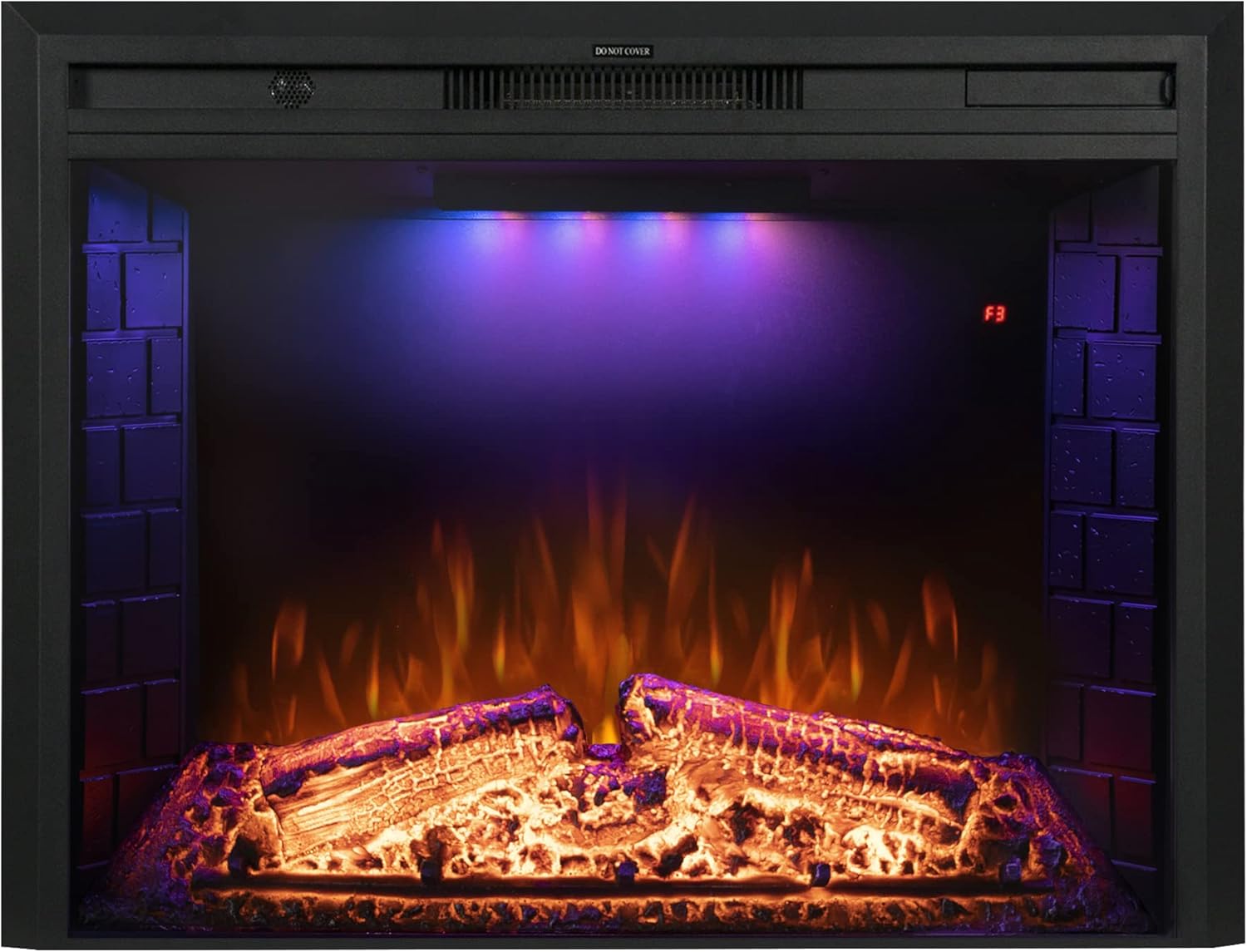 Benrocks 33'' Electric Fireplace Inserts, Recessed & Built in Wall Electric Fireplace Heater with Fire Crackling Sound, Adjustable Top Light & Flame Speed, Overheating Protection, 750/1500W Black