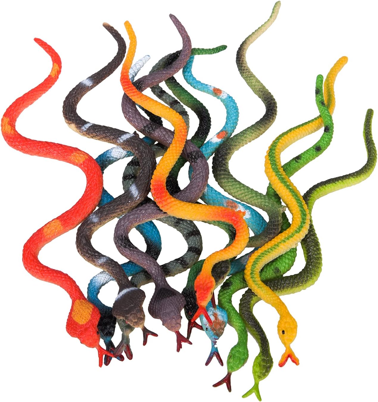 Fvomye 12 Pieces Plastic Snakes Realistic Snake Toy Set Rain Forest Snakes for Party Bag Fillers Prank Toys Halloween Party Favors Decoration