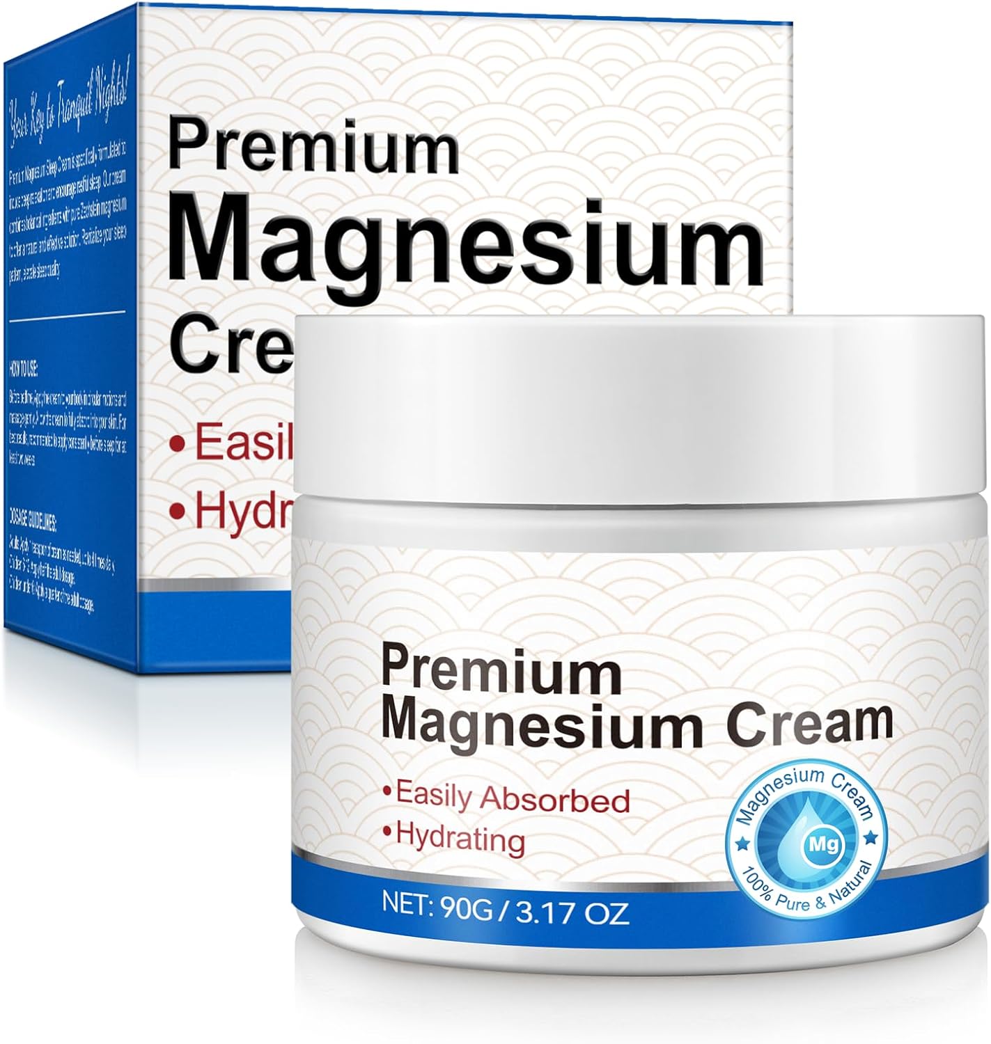 Magnesium Cream, Magnesium Lotion, Highly Concentrated Magnesium for Leg, Muscle, Joint Care, Magnesium Oil Cream with Pure Zechstein Magnesium, Topical Magnesium Chloride, Easy Absortion, 3.17G