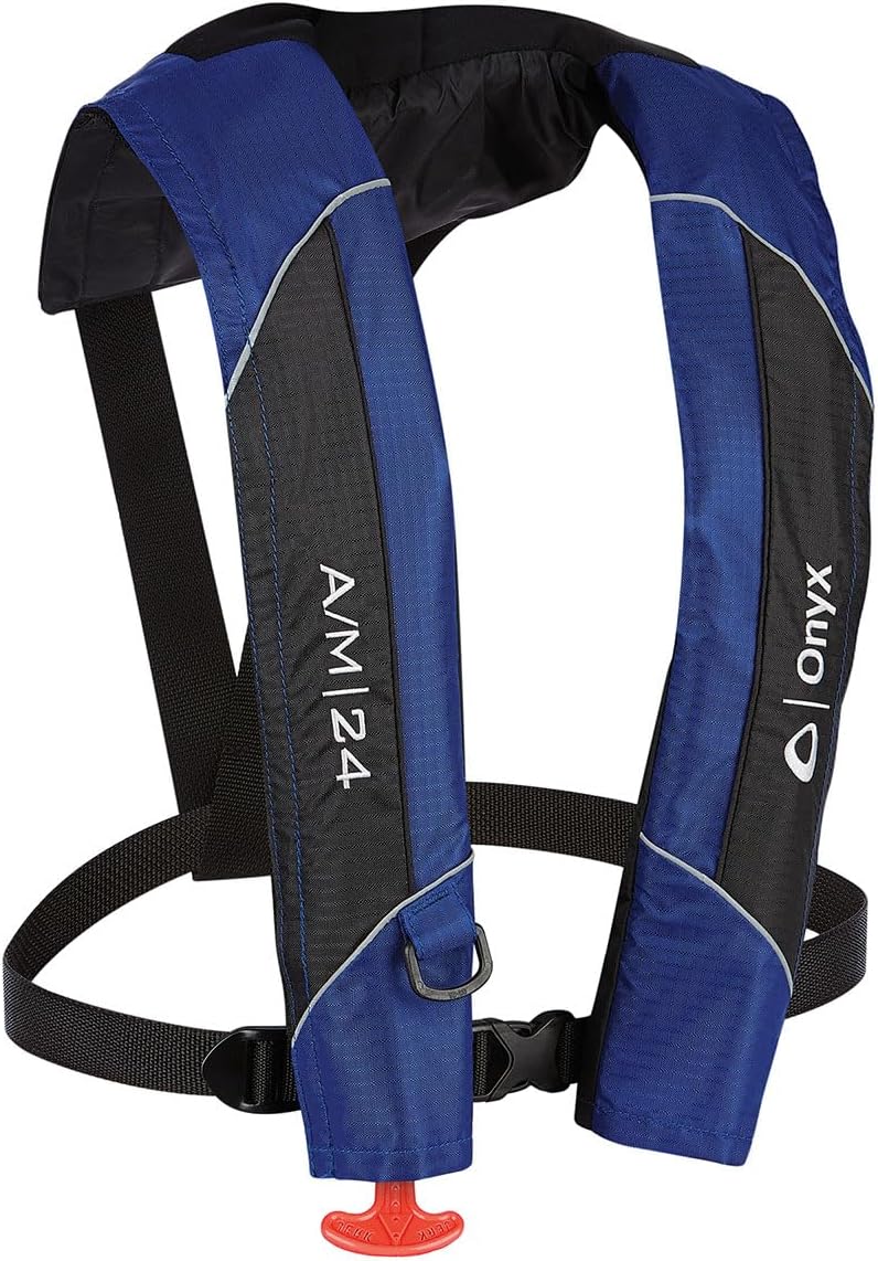 Onyx A/M-24 Automatic/Manual Inflatable Life Jacket, U.S. Coast Guard Approved, Low Profile, Compact Design, Manual Convertible Inflation Option