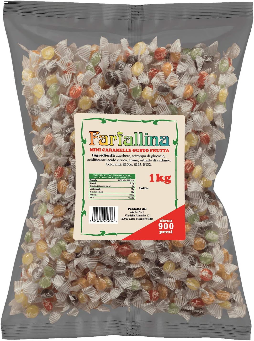 Colored Fruit Candies Mini Farfallina Monk's - 1 Kg