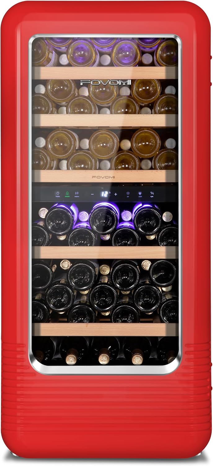 Wine Fridge 91-bottle Large Wine Cooler Refrigerators Red