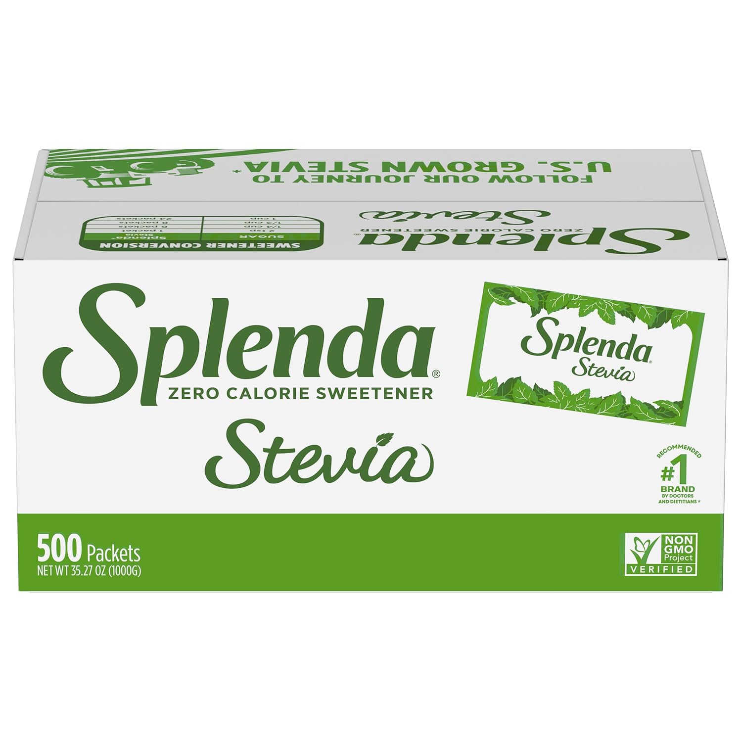 SPLENDA Turals Stevia Sweetener Packets, 500 Ct - Zero Calorie. 100% Natural, Nothing Artificial, Best Tasting Stevia, No Bitter Aftertaste. Taste Of Sugar Without The Calories.